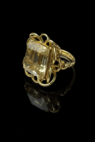Bague 48 Bague - Quartz morion en or jaune 18 ct 58 Facettes