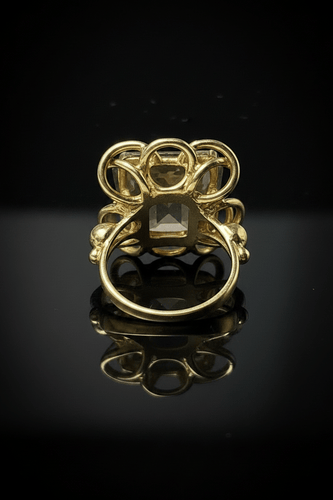 Bague Bague - Quarzo Morione en or jaune 18 kt 58 Facettes