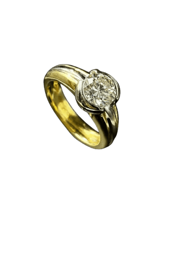 Bague Maison Valenzana - Bague solitaire en or jaune 18 carats et diamant naturel 1,45 ct 58 Facettes
