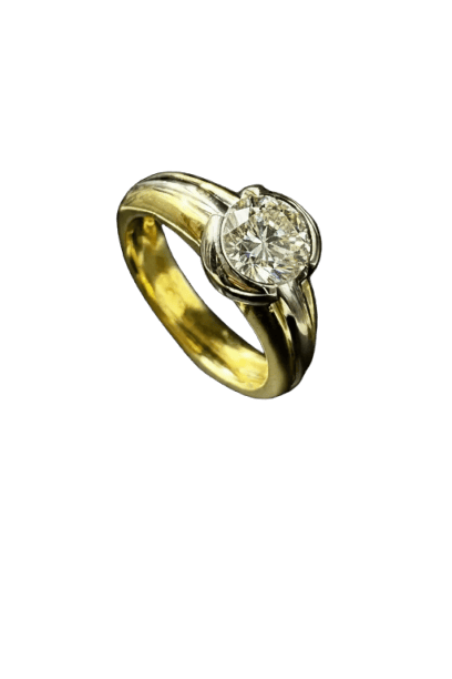 Bague Maison Valenzana - Bague solitaire en or jaune 18 carats et diamant naturel 1,45 ct 58 Facettes