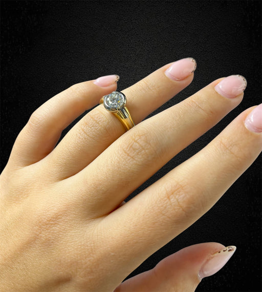 Bague 53 Valenzana - Bague solitaire diamant naturel 1,45 ct en or 18 carats 58 Facettes
