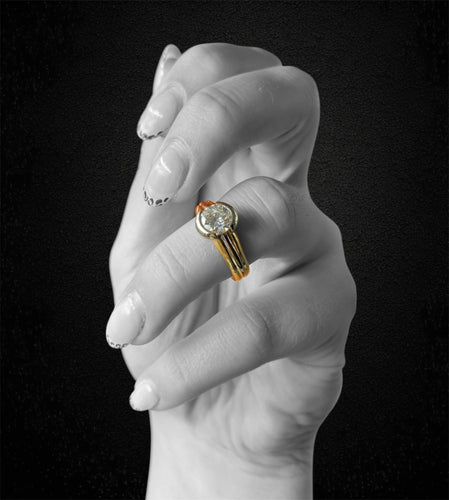 Bague Maison Valenzana - Bague solitaire en or jaune 18 carats et diamant naturel 1,45 ct 58 Facettes