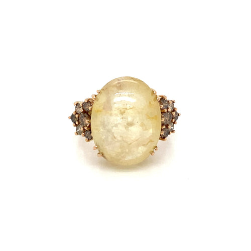 Bague 57 Vintage - Bague cocktail en or rose saphir et diamants 58 Facettes