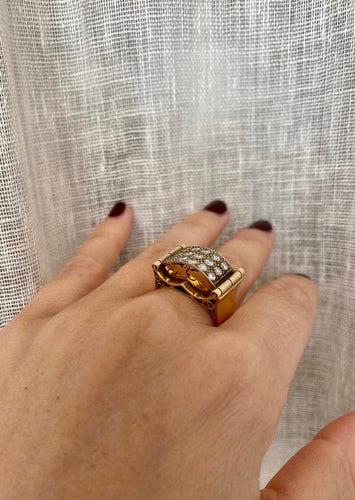 Bague 52 Art déco - Bague en or jaune 18 k diamants 58 Facettes