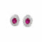 Boucles d'oreilles Vintage - Boucles d'oreilles puces en or blanc 18k rubis et diamants 58 Facettes
