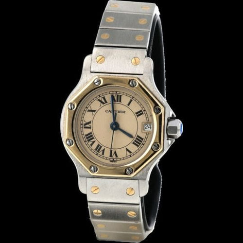 Cartier Santos - Montre ronde octogonale en or jaune et acier 58 Facettes MT47900