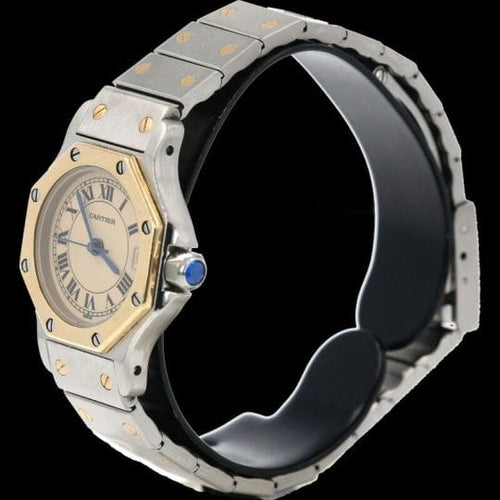Cartier Santos - Montre ronde octogonale en or jaune et acier 58 Facettes MT47900