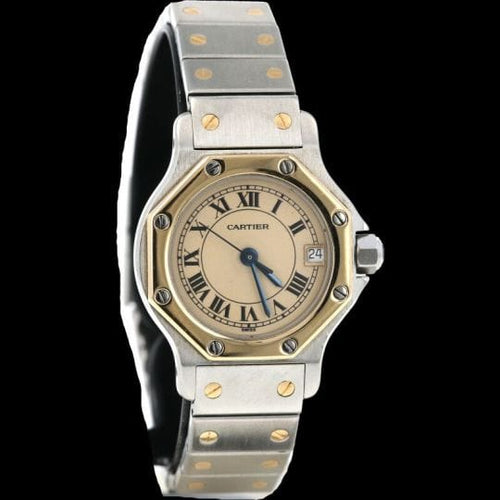 Cartier Santos - Montre ronde octogonale en or jaune et acier 58 Facettes MT47900
