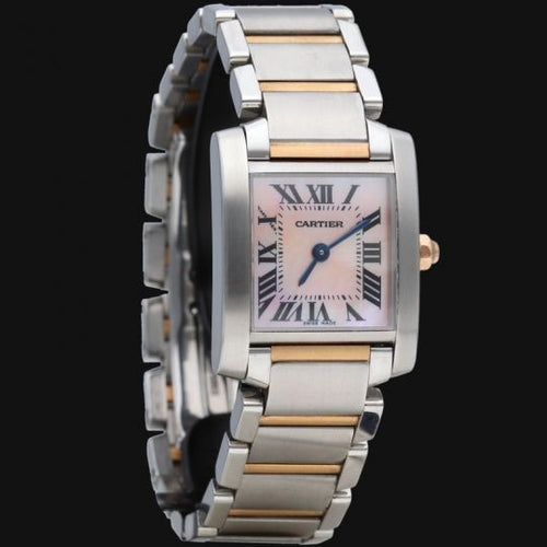 Cartier Tank Française - Montre en or rose et acier 58 Facettes MT47953