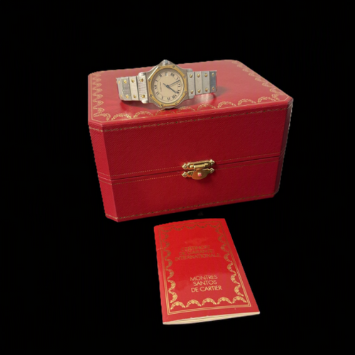 Cartier Santos - Montre ronde octogonale en or jaune 18K et acier 58 Facettes MT47167