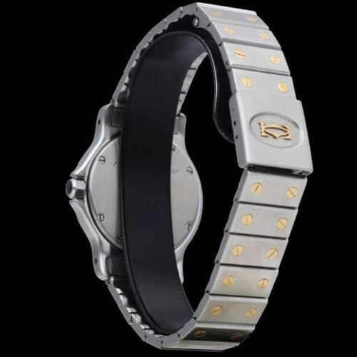 Cartier Santos - Montre ronde octogonale en or jaune 18K et acier 58 Facettes MT47167