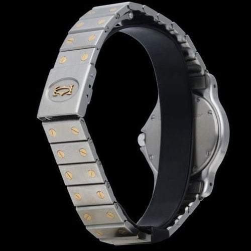 Cartier Santos - Montre ronde octogonale en or jaune 18K et acier 58 Facettes MT47167