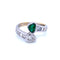 Bague 59 Vous et Moi - Bague en or blanc 18k émeraude et diamants 58 Facettes