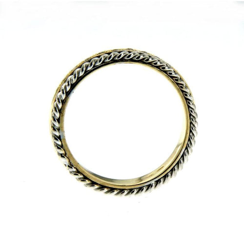Bague 51 Bague bandeau en or jaune et blanc 18k diamants 58 Facettes