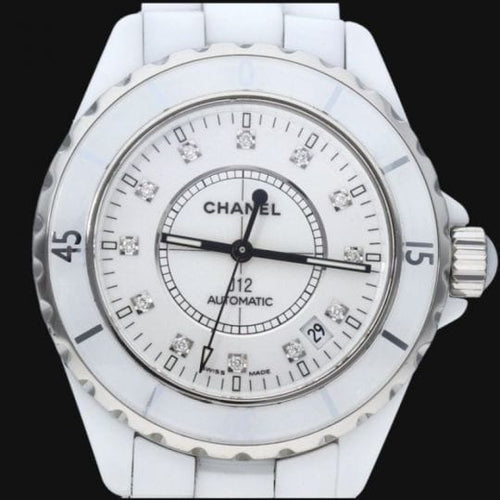 Chanel J12 - Montre 38 mm automatique en céramique et diamants 58 Facettes MT47876