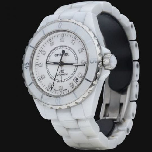 Chanel J12 - Montre 38 mm automatique en céramique et diamants 58 Facettes MT47876