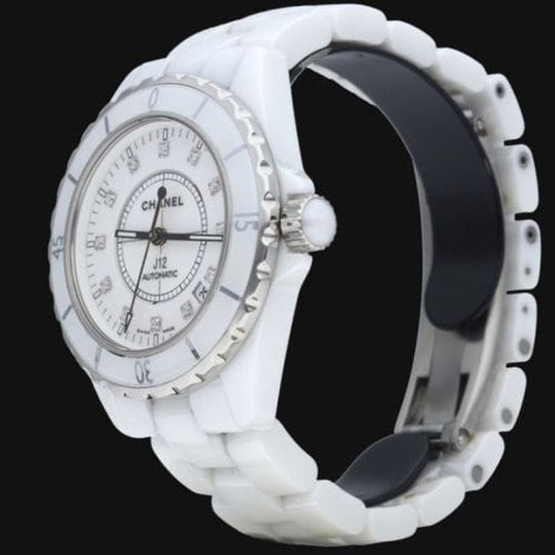 Chanel J12 - Montre 38 mm automatique en céramique et diamants 58 Facettes MT47876