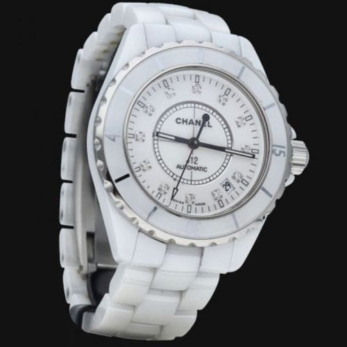 Chanel J12 - Montre 38 mm automatique en céramique et diamants 58 Facettes MT47876