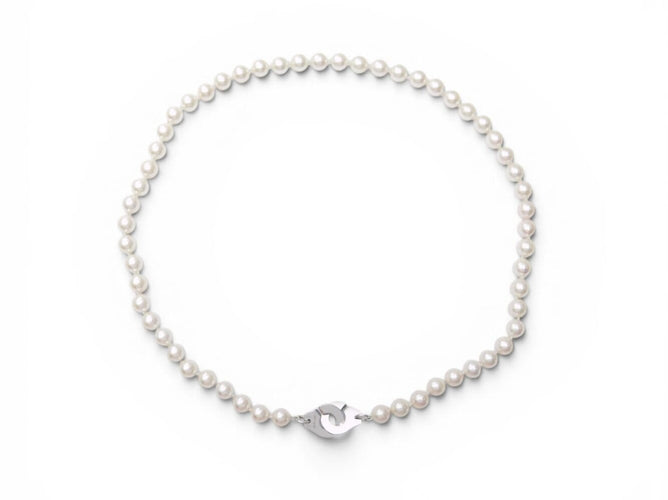 Dinh Van Menottes R12 - Collier en or blanc 18k et perles Akoya 58 Facettes 276175