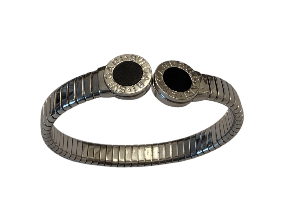 Bvlgari Bvlgari - Bracelet Tubogas en acier et onyx 58 Facettes AZ-PG-262169