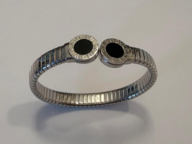 Bvlgari Bvlgari - Bracelet Tubogas en acier et onyx 58 Facettes AZ-PG-262169