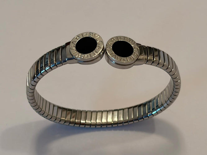 Bvlgari Bvlgari - Bracelet Tubogas en acier et onyx 58 Facettes AZ-PG-262169