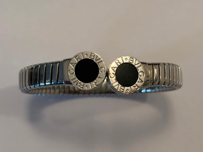 Bvlgari Bvlgari - Bracelet Tubogas en acier et onyx 58 Facettes AZ-PG-262169