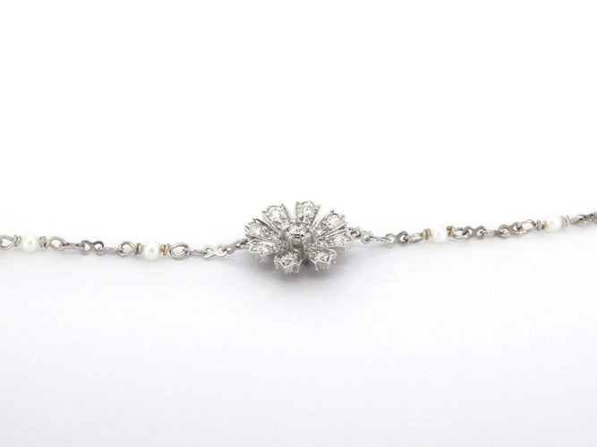 Gucci Flora - Bracelet en or blanc, diamants et perles 58 Facettes 3103