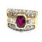 54 Bague en or jaune 18 ct avec rubis et diamants 58 Facettes 774 D OC