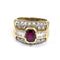 54 Bague en or jaune 18 ct avec rubis et diamants 58 Facettes 774 D OC