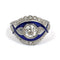 53 Bague en or blanc 18 ct avec saphir et diamants 58 Facettes 103/26 G