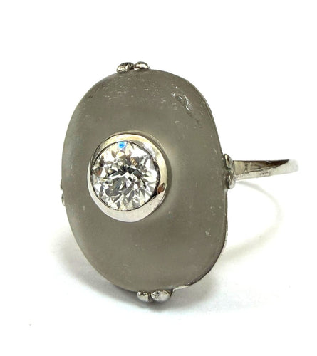 57 Art déco - Bague en platine avec diamant 58 Facettes 450/26 C