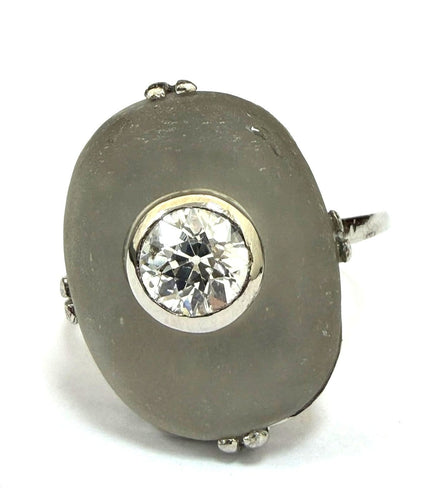 57 Art déco - Bague en platine avec diamant 58 Facettes 450/26 C