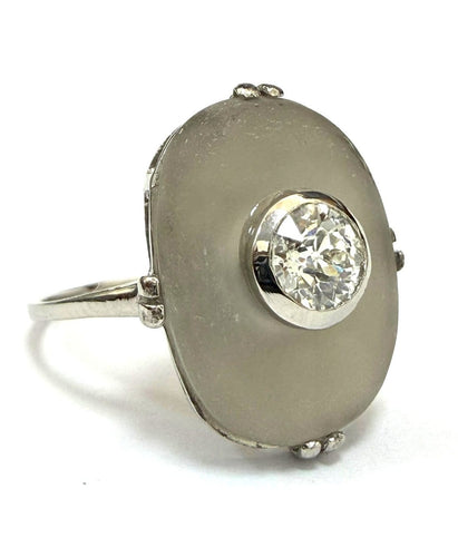 57 Art déco - Bague en platine avec diamant 58 Facettes 450/26 C
