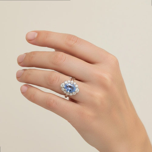 51 Bague Pompadour vintage en or 18k, saphir et diamants 58 Facettes RI-1045