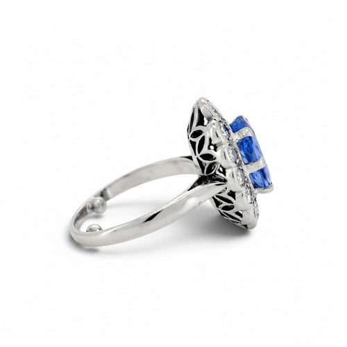 51 Bague Pompadour vintage en or 18k, saphir et diamants 58 Facettes RI-1045