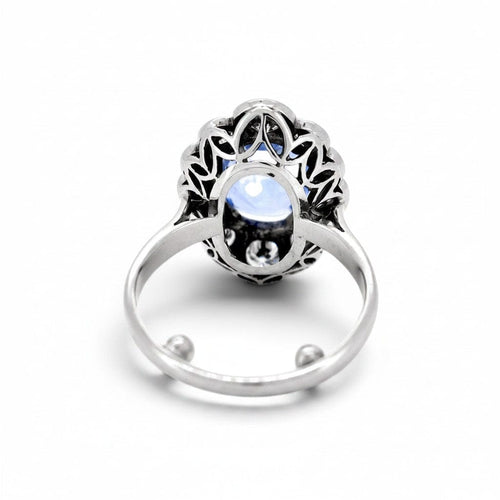 51 Bague Pompadour vintage en or 18k, saphir et diamants 58 Facettes RI-1045