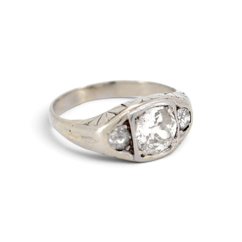 50 Art déco - Bague trilogie en or 18k et diamants taille ancienne 58 Facettes RI-1076