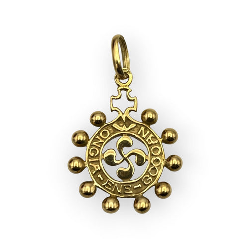 Pendentif croix basque Lauburu en or jaune 750 58 Facettes 149071061