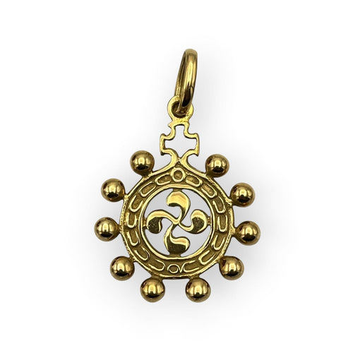 Pendentif croix basque Lauburu en or jaune 750 58 Facettes 149071061