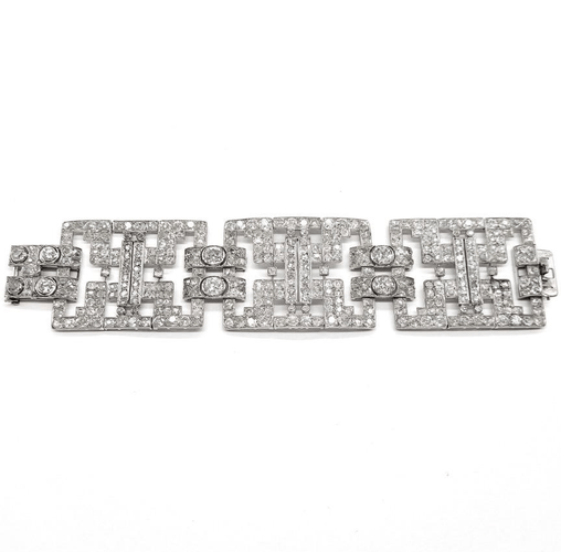 Art Déco - Bracelet en or 18K, platine et diamants 58 Facettes BOV/260043
