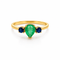 55 Drop of Nature - Bague en or jaune, émeraude et saphirs 58 Facettes 50490