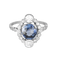 Bague Belle Époque en or gris, saphir non chauffé et diamants