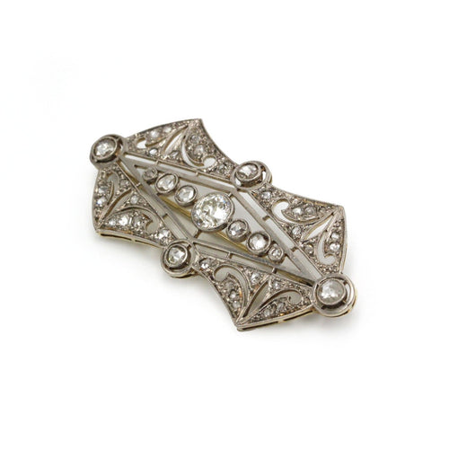 Art Déco - Broche en or blanc et diamants 58 Facettes 260199R