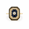 56 Bague halo en or jaune avec saphirs et diamants 58 Facettes 50492