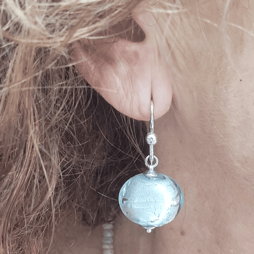 Boucles d'oreilles en Murano bleu et or blanc 18k 58 Facettes PE237