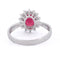 55 Bague en or blanc avec rubis ovale et diamants 58 Facettes AN539 (0069)