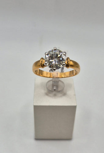 53 Solitaire bicolore - Bague en or rose et blanc, diamant 1,70 ct 58 Facettes 322/366