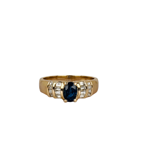 52 Bague vintage en or jaune 14K avec saphir et diamants 58 Facettes 2606046