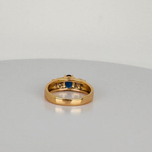 52 Bague vintage en or jaune 14K avec saphir et diamants 58 Facettes 2606046